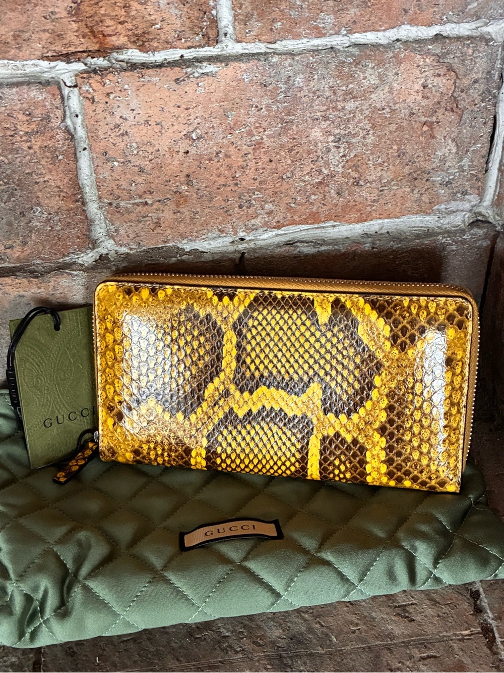 Gucci python zip around Continental wallet yellow exotic full inc ltd ed ECU - Picture 6 of 17